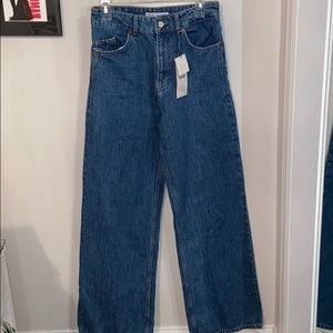 Zara Wide Leg Jeans - High Rise, Mid Wash (NWT)